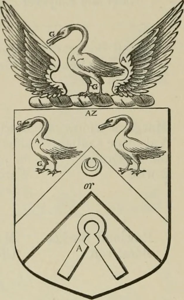 An illustration from The visitation of London : anno Domini 1633, 1634, and 1635. Made by Sr. Henry St. George, kt., Richmond herald, and deputy and marshal to Sr. Richard St. George, kt., Clarencieux king of armes, 1880, leaf 129