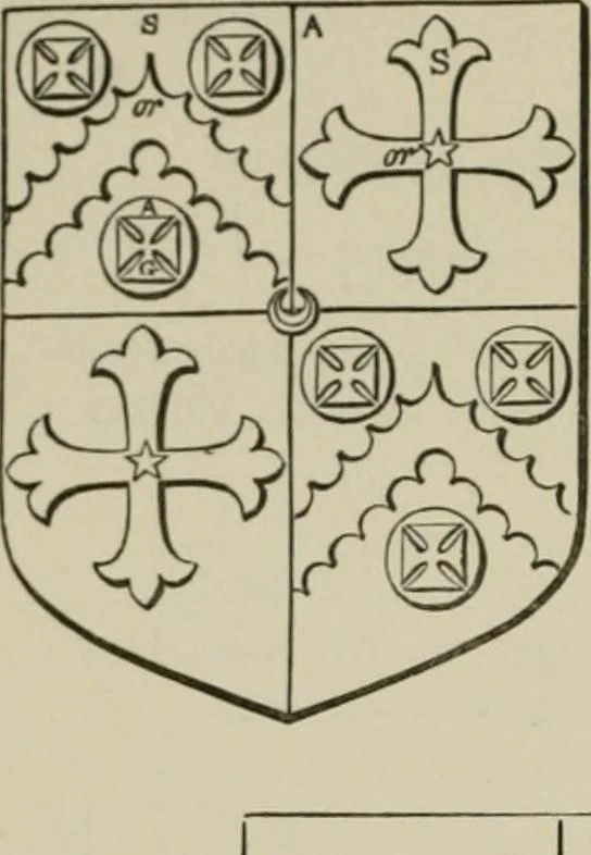 An illustration from The visitation of London : anno Domini 1633, 1634, and 1635. Made by Sr. Henry St. George, kt., Richmond herald, and deputy and marshal to Sr. Richard St. George, kt., Clarencieux king of armes, 1880, leaf 141