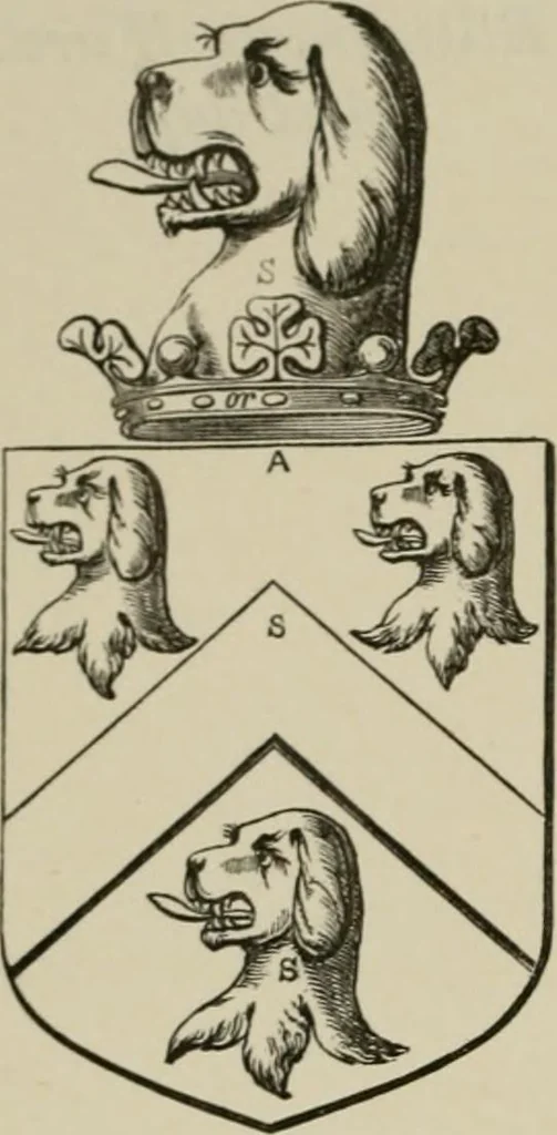 An illustration from The visitation of London : anno Domini 1633, 1634, and 1635. Made by Sr. Henry St. George, kt., Richmond herald, and deputy and marshal to Sr. Richard St. George, kt., Clarencieux king of armes, 1880, leaf 145