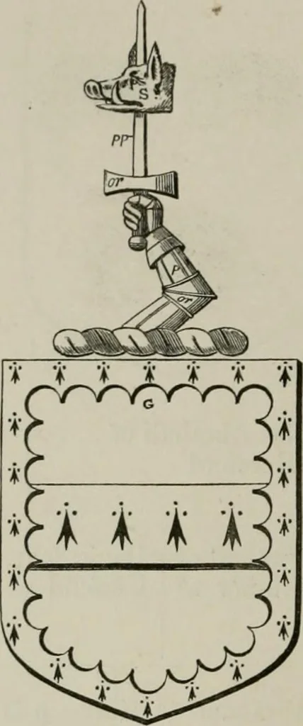 An illustration from The visitation of London : anno Domini 1633, 1634, and 1635. Made by Sr. Henry St. George, kt., Richmond herald, and deputy and marshal to Sr. Richard St. George, kt., Clarencieux king of armes, 1880, leaf 15