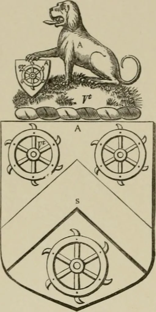 An illustration from The visitation of London : anno Domini 1633, 1634, and 1635. Made by Sr. Henry St. George, kt., Richmond herald, and deputy and marshal to Sr. Richard St. George, kt., Clarencieux king of armes, 1880, leaf 153