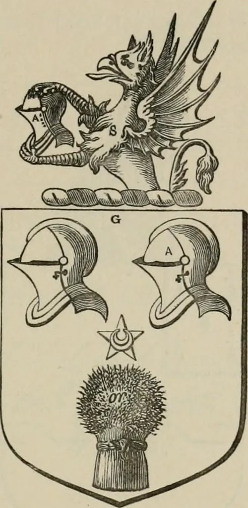 An illustration from The visitation of London : anno Domini 1633, 1634, and 1635. Made by Sr. Henry St. George, kt., Richmond herald, and deputy and marshal to Sr. Richard St. George, kt., Clarencieux king of armes, 1880, leaf 172