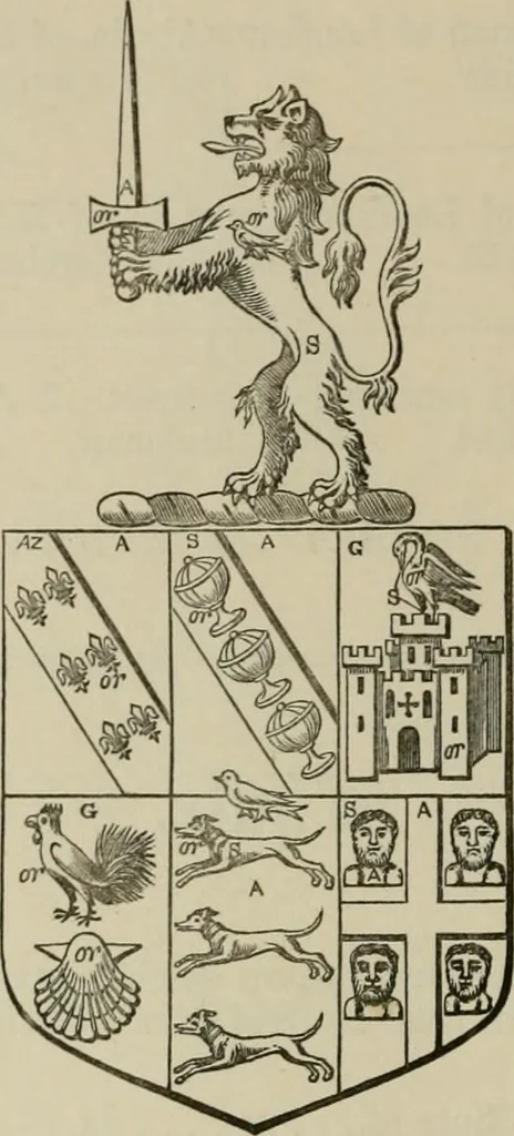 An illustration from The visitation of London : anno Domini 1633, 1634, and 1635. Made by Sr. Henry St. George, kt., Richmond herald, and deputy and marshal to Sr. Richard St. George, kt., Clarencieux king of armes, 1880, leaf 175