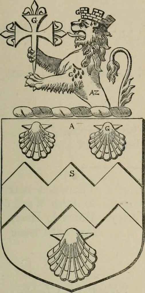 An illustration from The visitation of London : anno Domini 1633, 1634, and 1635. Made by Sr. Henry St. George, kt., Richmond herald, and deputy and marshal to Sr. Richard St. George, kt., Clarencieux king of armes, 1880, leaf 180