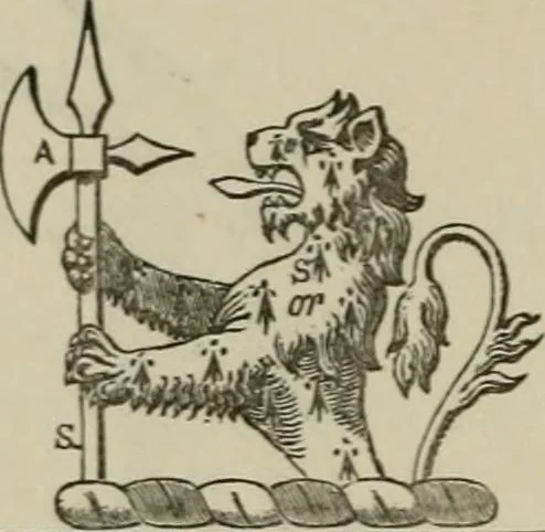 An illustration from The visitation of London : anno Domini 1633, 1634, and 1635. Made by Sr. Henry St. George, kt., Richmond herald, and deputy and marshal to Sr. Richard St. George, kt., Clarencieux king of armes, 1880, leaf 185