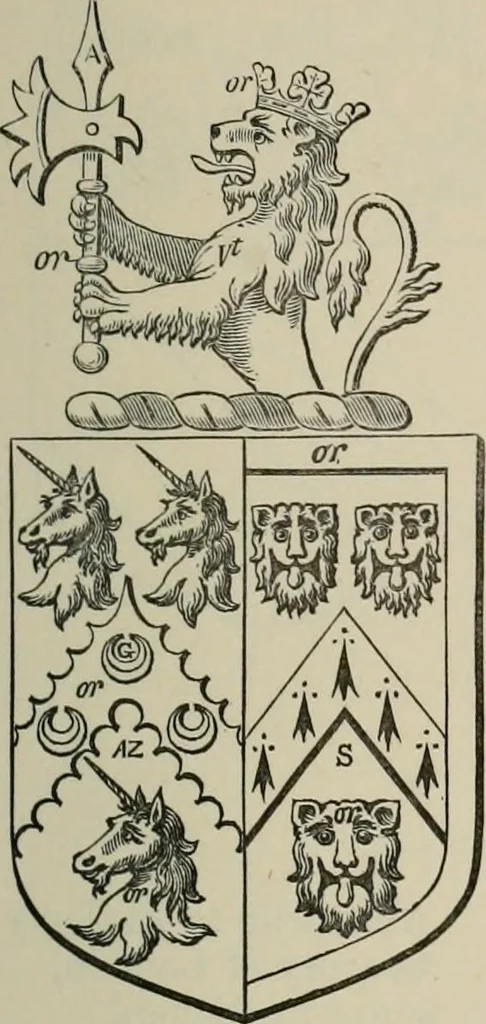An illustration from The visitation of London : anno Domini 1633, 1634, and 1635. Made by Sr. Henry St. George, kt., Richmond herald, and deputy and marshal to Sr. Richard St. George, kt., Clarencieux king of armes, 1880, leaf 186