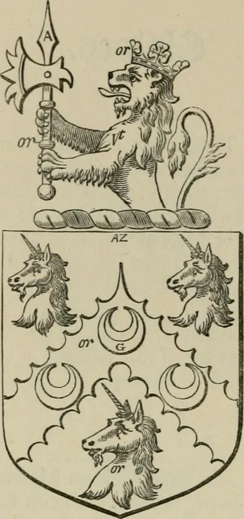 An illustration from The visitation of London : anno Domini 1633, 1634, and 1635. Made by Sr. Henry St. George, kt., Richmond herald, and deputy and marshal to Sr. Richard St. George, kt., Clarencieux king of armes, 1880, leaf 187