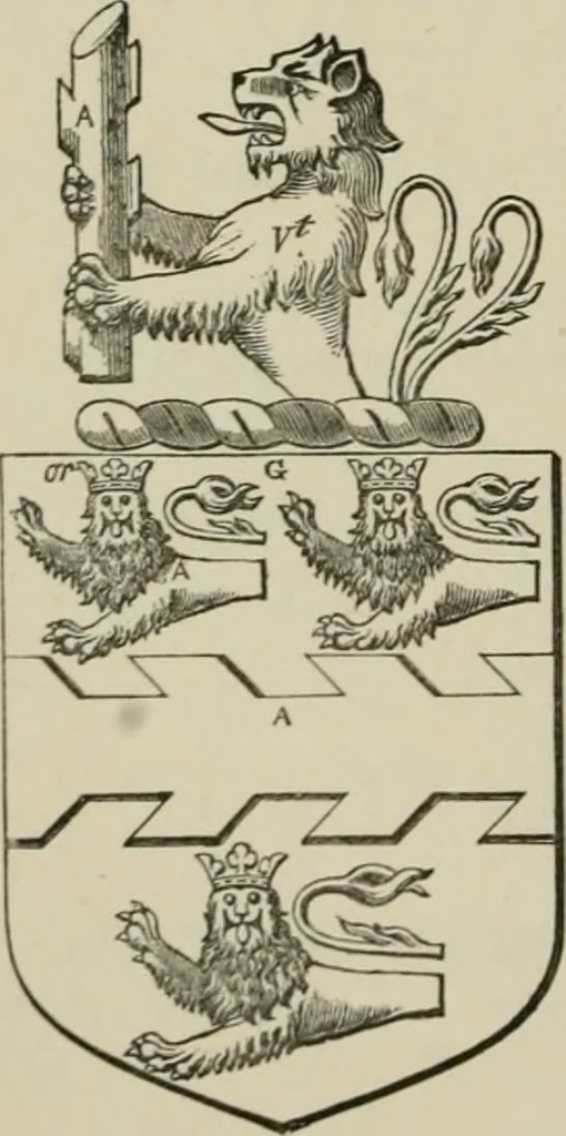 An illustration from The visitation of London : anno Domini 1633, 1634, and 1635. Made by Sr. Henry St. George, kt., Richmond herald, and deputy and marshal to Sr. Richard St. George, kt., Clarencieux king of armes, 1880, leaf 189