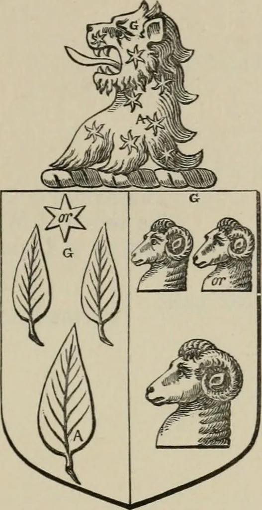 An illustration from The visitation of London : anno Domini 1633, 1634, and 1635. Made by Sr. Henry St. George, kt., Richmond herald, and deputy and marshal to Sr. Richard St. George, kt., Clarencieux king of armes, 1880, leaf 190
