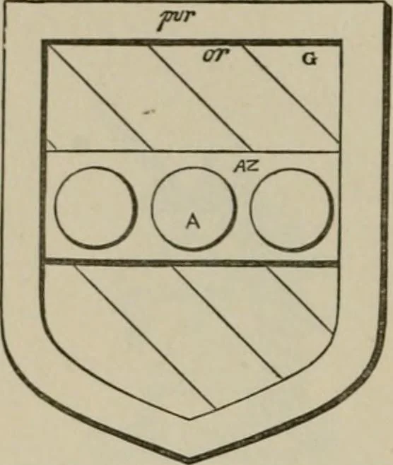 An illustration from The visitation of London : anno Domini 1633, 1634, and 1635. Made by Sr. Henry St. George, kt., Richmond herald, and deputy and marshal to Sr. Richard St. George, kt., Clarencieux king of armes, 1880, leaf 199