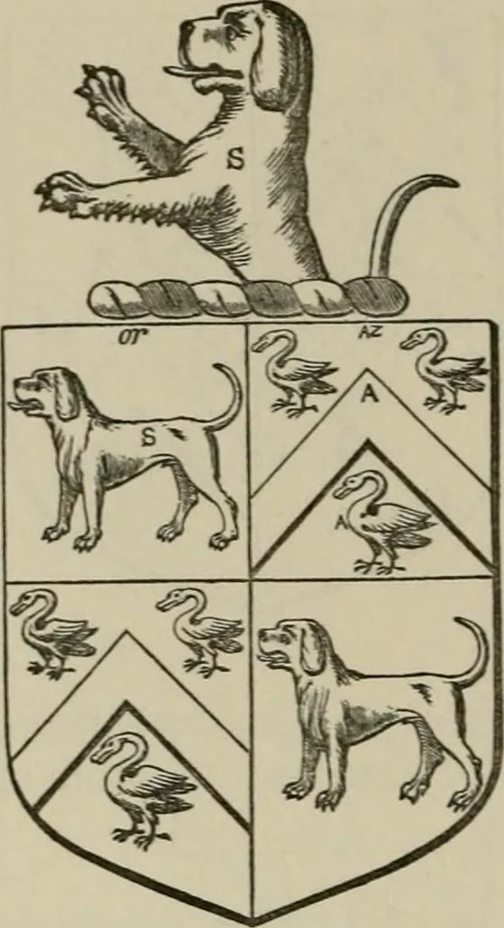 An illustration from The visitation of London : anno Domini 1633, 1634, and 1635. Made by Sr. Henry St. George, kt., Richmond herald, and deputy and marshal to Sr. Richard St. George, kt., Clarencieux king of armes, 1880, leaf 205