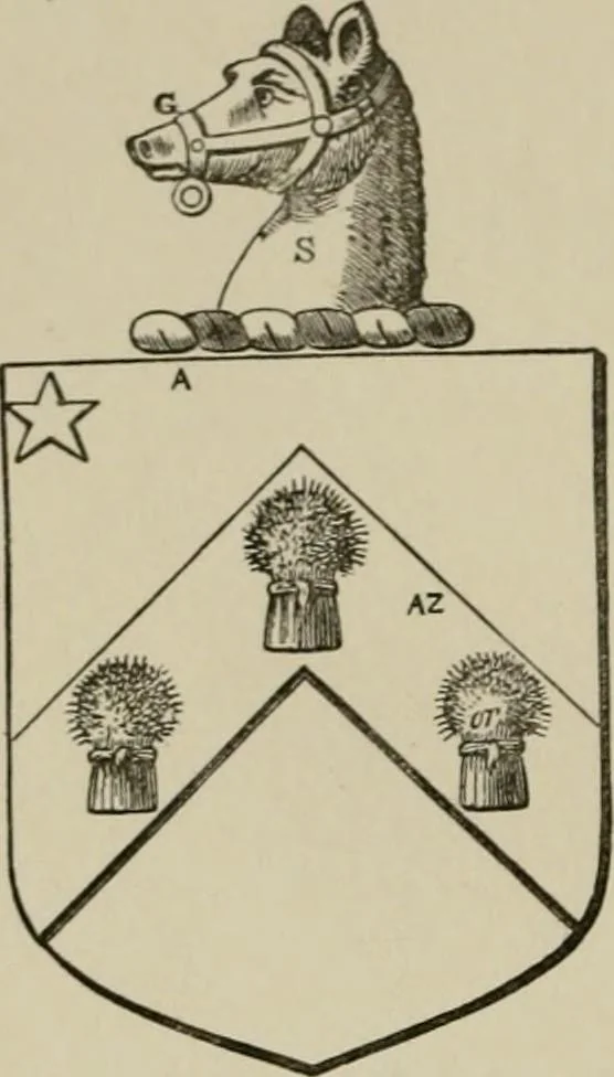 An illustration from The visitation of London : anno Domini 1633, 1634, and 1635. Made by Sr. Henry St. George, kt., Richmond herald, and deputy and marshal to Sr. Richard St. George, kt., Clarencieux king of armes, 1880, leaf 209