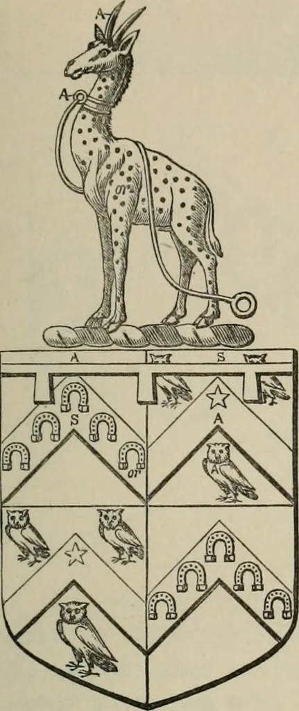 An illustration from The visitation of London : anno Domini 1633, 1634, and 1635. Made by Sr. Henry St. George, kt., Richmond herald, and deputy and marshal to Sr. Richard St. George, kt., Clarencieux king of armes, 1880, leaf 212