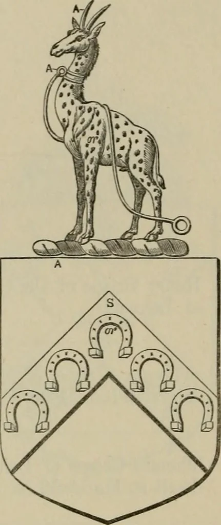 An illustration from The visitation of London : anno Domini 1633, 1634, and 1635. Made by Sr. Henry St. George, kt., Richmond herald, and deputy and marshal to Sr. Richard St. George, kt., Clarencieux king of armes, 1880, leaf 213