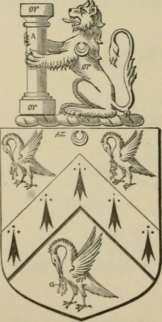 An illustration from The visitation of London : anno Domini 1633, 1634, and 1635. Made by Sr. Henry St. George, kt., Richmond herald, and deputy and marshal to Sr. Richard St. George, kt., Clarencieux king of armes, 1880, leaf 223