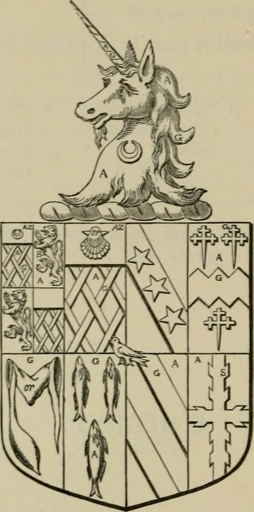 An illustration from The visitation of London : anno Domini 1633, 1634, and 1635. Made by Sr. Henry St. George, kt., Richmond herald, and deputy and marshal to Sr. Richard St. George, kt., Clarencieux king of armes, 1880, leaf 225