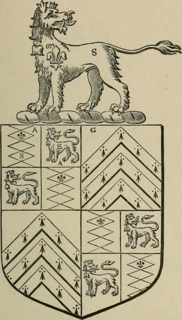 An illustration from The visitation of London : anno Domini 1633, 1634, and 1635. Made by Sr. Henry St. George, kt., Richmond herald, and deputy and marshal to Sr. Richard St. George, kt., Clarencieux king of armes, 1880, leaf 228