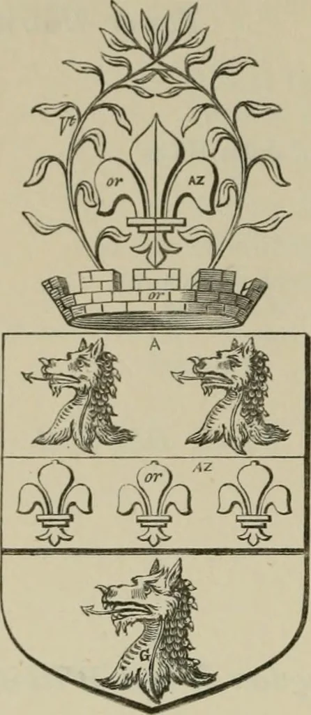 An illustration from The visitation of London : anno Domini 1633, 1634, and 1635. Made by Sr. Henry St. George, kt., Richmond herald, and deputy and marshal to Sr. Richard St. George, kt., Clarencieux king of armes, 1880, leaf 237