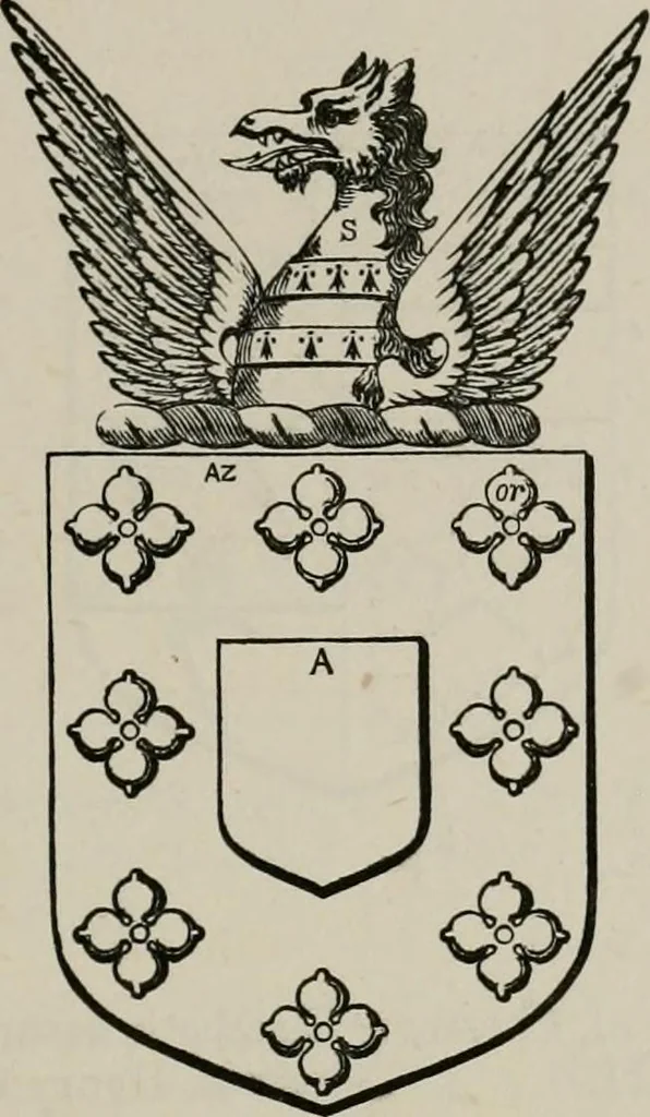 An illustration from The visitation of London : anno Domini 1633, 1634, and 1635. Made by Sr. Henry St. George, kt., Richmond herald, and deputy and marshal to Sr. Richard St. George, kt., Clarencieux king of armes, 1880, leaf 24