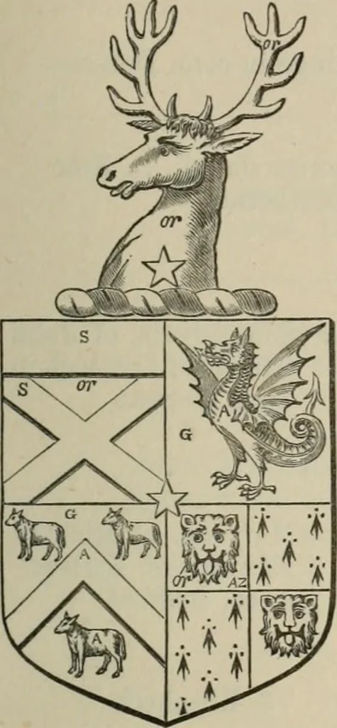 An illustration from The visitation of London : anno Domini 1633, 1634, and 1635. Made by Sr. Henry St. George, kt., Richmond herald, and deputy and marshal to Sr. Richard St. George, kt., Clarencieux king of armes, 1880, leaf 244