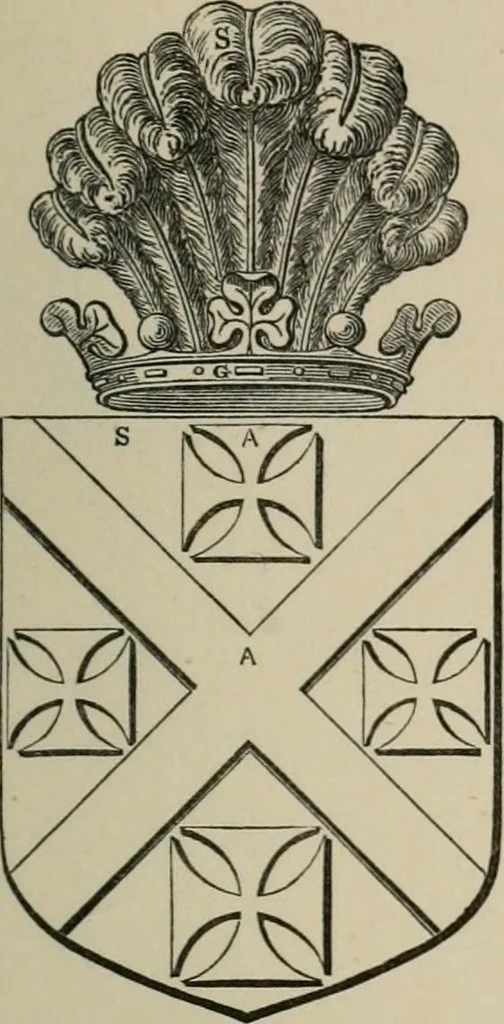 An illustration from The visitation of London : anno Domini 1633, 1634, and 1635. Made by Sr. Henry St. George, kt., Richmond herald, and deputy and marshal to Sr. Richard St. George, kt., Clarencieux king of armes, 1880, leaf 256