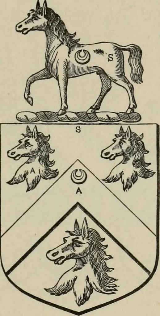 An illustration from The visitation of London : anno Domini 1633, 1634, and 1635. Made by Sr. Henry St. George, kt., Richmond herald, and deputy and marshal to Sr. Richard St. George, kt., Clarencieux king of armes, 1880, leaf 260