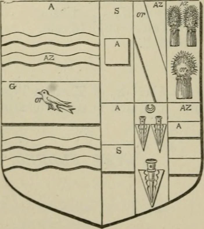 An illustration from The visitation of London : anno Domini 1633, 1634, and 1635. Made by Sr. Henry St. George, kt., Richmond herald, and deputy and marshal to Sr. Richard St. George, kt., Clarencieux king of armes, 1880, leaf 267