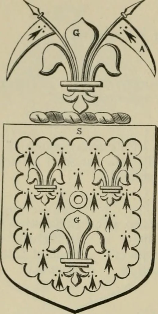 An illustration from The visitation of London : anno Domini 1633, 1634, and 1635. Made by Sr. Henry St. George, kt., Richmond herald, and deputy and marshal to Sr. Richard St. George, kt., Clarencieux king of armes, 1880, leaf 277