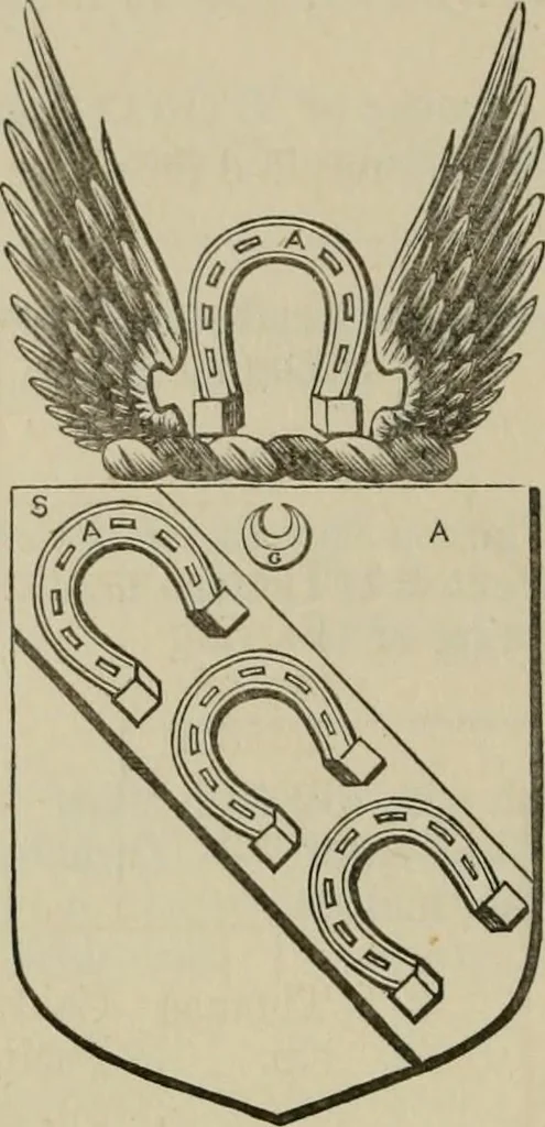 An illustration from The visitation of London : anno Domini 1633, 1634, and 1635. Made by Sr. Henry St. George, kt., Richmond herald, and deputy and marshal to Sr. Richard St. George, kt., Clarencieux king of armes, 1880, leaf 281