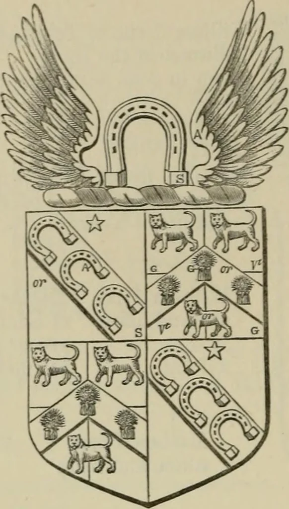 An illustration from The visitation of London : anno Domini 1633, 1634, and 1635. Made by Sr. Henry St. George, kt., Richmond herald, and deputy and marshal to Sr. Richard St. George, kt., Clarencieux king of armes, 1880, leaf 287