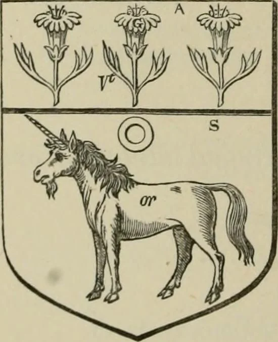 An illustration from The visitation of London : anno Domini 1633, 1634, and 1635. Made by Sr. Henry St. George, kt., Richmond herald, and deputy and marshal to Sr. Richard St. George, kt., Clarencieux king of armes, 1880, leaf 295