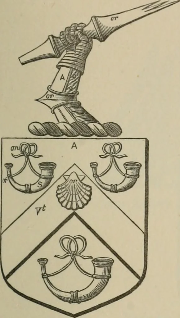 An illustration from The visitation of London : anno Domini 1633, 1634, and 1635. Made by Sr. Henry St. George, kt., Richmond herald, and deputy and marshal to Sr. Richard St. George, kt., Clarencieux king of armes, 1880, leaf 298