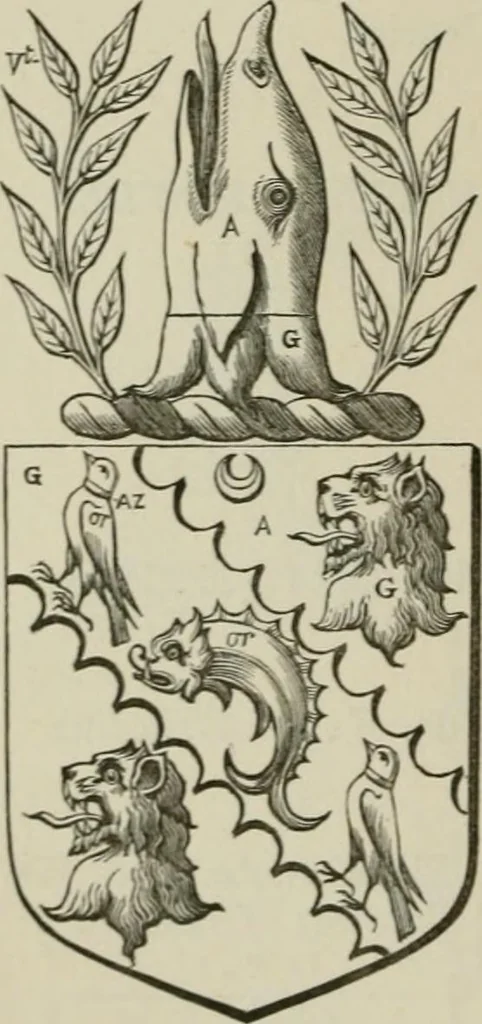 An illustration from The visitation of London : anno Domini 1633, 1634, and 1635. Made by Sr. Henry St. George, kt., Richmond herald, and deputy and marshal to Sr. Richard St. George, kt., Clarencieux king of armes, 1880, leaf 305