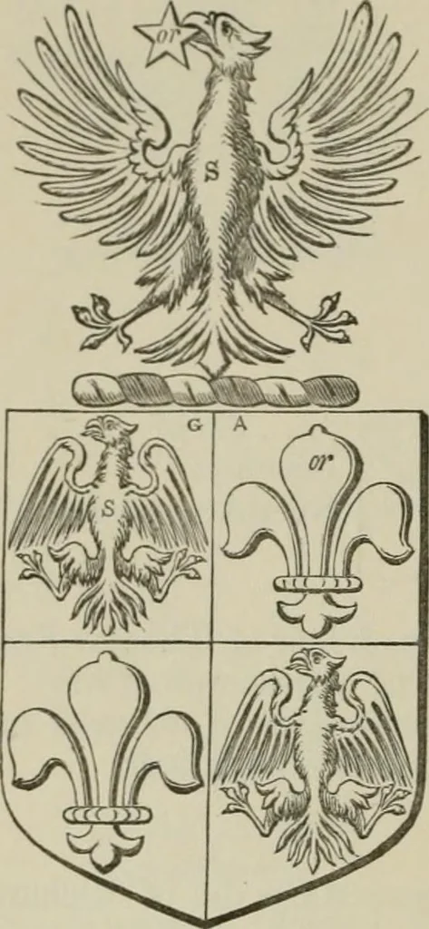 An illustration from The visitation of London : anno Domini 1633, 1634, and 1635. Made by Sr. Henry St. George, kt., Richmond herald, and deputy and marshal to Sr. Richard St. George, kt., Clarencieux king of armes, 1880, leaf 311