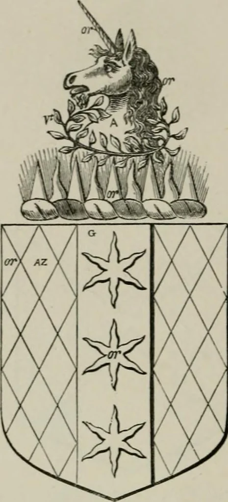 An illustration from The visitation of London : anno Domini 1633, 1634, and 1635. Made by Sr. Henry St. George, kt., Richmond herald, and deputy and marshal to Sr. Richard St. George, kt., Clarencieux king of armes, 1880, leaf 33