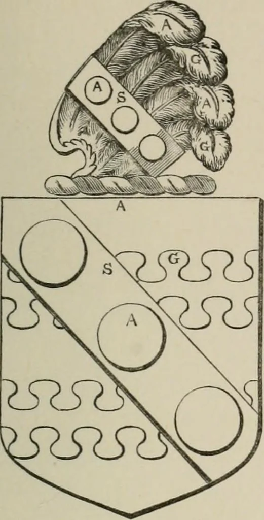 An illustration from The visitation of London : anno Domini 1633, 1634, and 1635. Made by Sr. Henry St. George, kt., Richmond herald, and deputy and marshal to Sr. Richard St. George, kt., Clarencieux king of armes, 1880, leaf 350