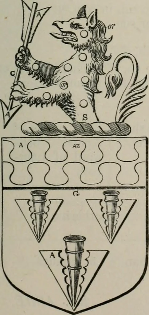 An illustration from The visitation of London : anno Domini 1633, 1634, and 1635. Made by Sr. Henry St. George, kt., Richmond herald, and deputy and marshal to Sr. Richard St. George, kt., Clarencieux king of armes, 1880, leaf 36