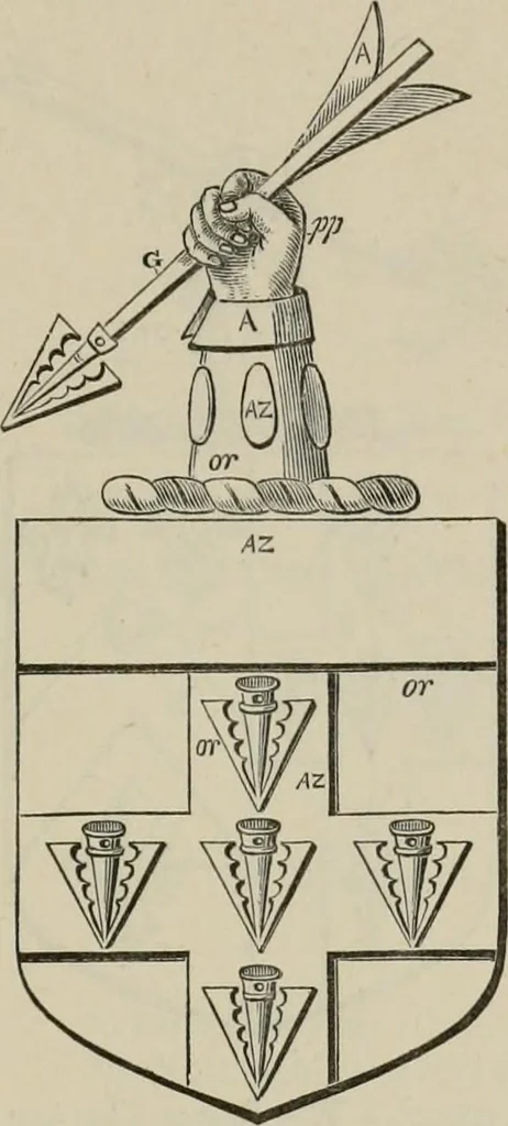 An illustration from The visitation of London : anno Domini 1633, 1634, and 1635. Made by Sr. Henry St. George, kt., Richmond herald, and deputy and marshal to Sr. Richard St. George, kt., Clarencieux king of armes, 1880, leaf 368