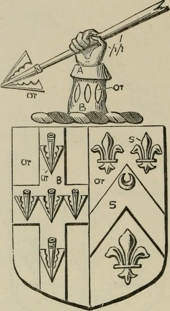 An illustration from The visitation of London : anno Domini 1633, 1634, and 1635. Made by Sr. Henry St. George, kt., Richmond herald, and deputy and marshal to Sr. Richard St. George, kt., Clarencieux king of armes, 1880, leaf 369