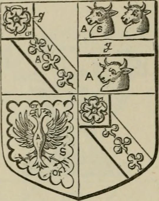 An illustration from The visitation of London : anno Domini 1633, 1634, and 1635. Made by Sr. Henry St. George, kt., Richmond herald, and deputy and marshal to Sr. Richard St. George, kt., Clarencieux king of armes, 1880, leaf 373