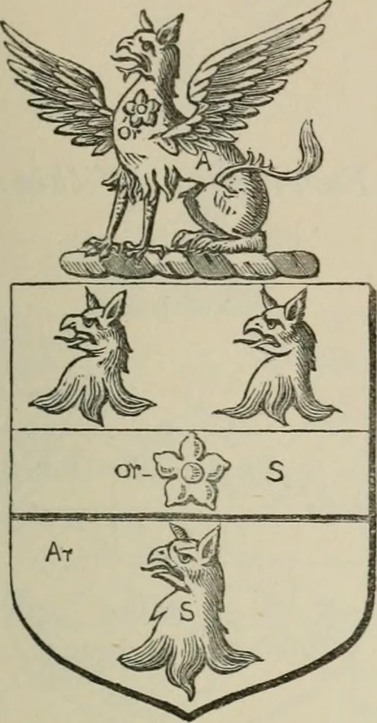 An illustration from The visitation of London : anno Domini 1633, 1634, and 1635. Made by Sr. Henry St. George, kt., Richmond herald, and deputy and marshal to Sr. Richard St. George, kt., Clarencieux king of armes, 1880, leaf 380
