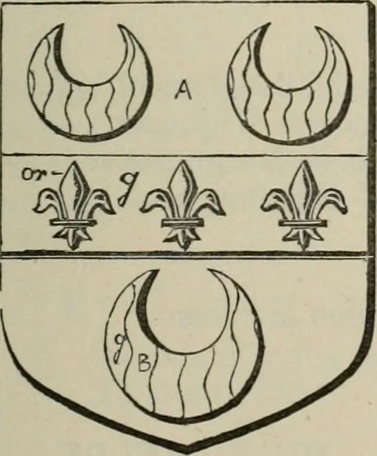 An illustration from The visitation of London : anno Domini 1633, 1634, and 1635. Made by Sr. Henry St. George, kt., Richmond herald, and deputy and marshal to Sr. Richard St. George, kt., Clarencieux king of armes, 1880, leaf 386