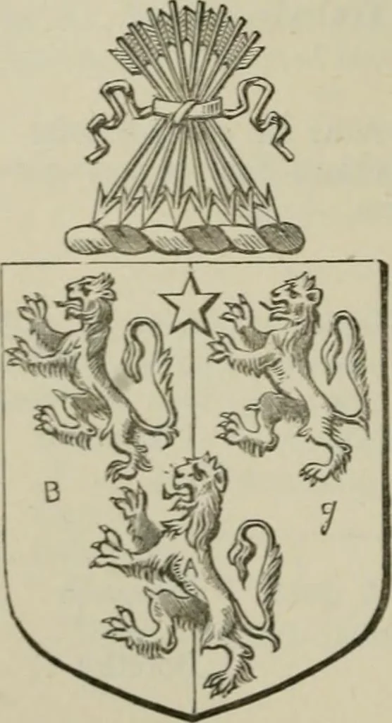 An illustration from The visitation of London : anno Domini 1633, 1634, and 1635. Made by Sr. Henry St. George, kt., Richmond herald, and deputy and marshal to Sr. Richard St. George, kt., Clarencieux king of armes, 1880, leaf 391