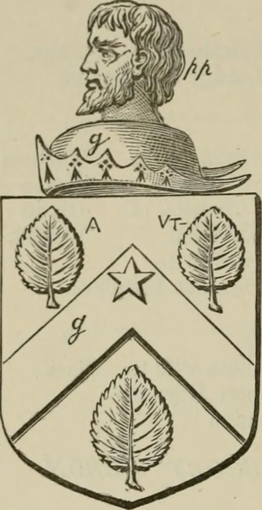 An illustration from The visitation of London : anno Domini 1633, 1634, and 1635. Made by Sr. Henry St. George, kt., Richmond herald, and deputy and marshal to Sr. Richard St. George, kt., Clarencieux king of armes, 1880, leaf 395