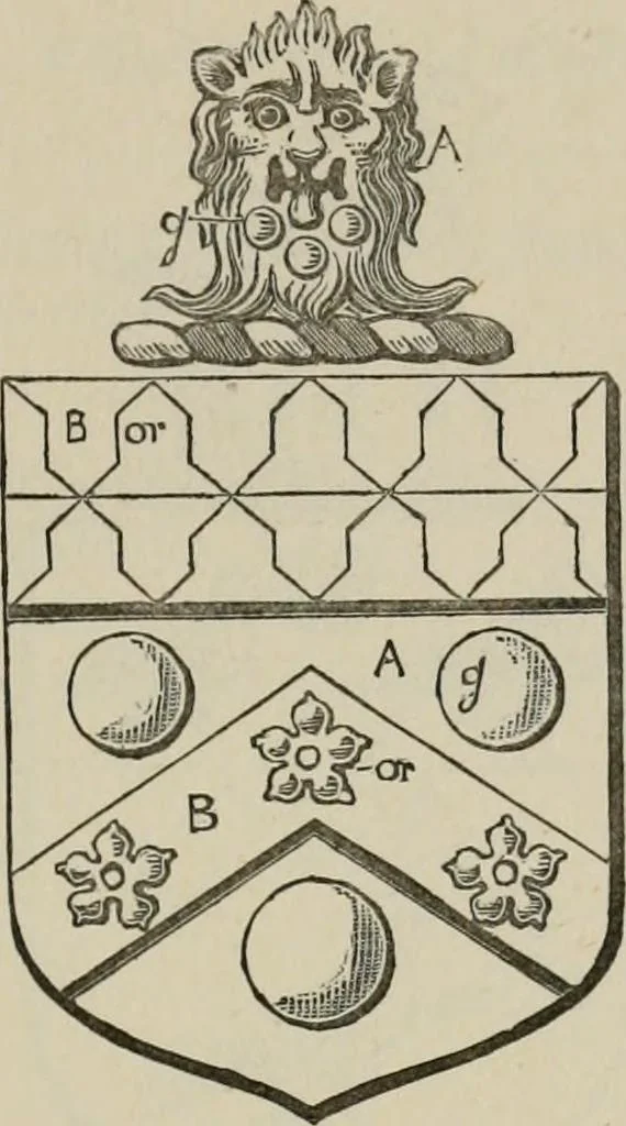 An illustration from The visitation of London : anno Domini 1633, 1634, and 1635. Made by Sr. Henry St. George, kt., Richmond herald, and deputy and marshal to Sr. Richard St. George, kt., Clarencieux king of armes, 1880, leaf 402