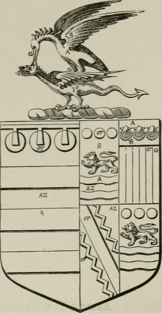 An illustration from The visitation of London : anno Domini 1633, 1634, and 1635. Made by Sr. Henry St. George, kt., Richmond herald, and deputy and marshal to Sr. Richard St. George, kt., Clarencieux king of armes, 1880, leaf 41