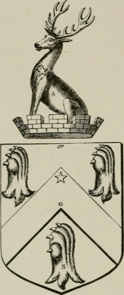 An illustration from The visitation of London : anno Domini 1633, 1634, and 1635. Made by Sr. Henry St. George, kt., Richmond herald, and deputy and marshal to Sr. Richard St. George, kt., Clarencieux king of armes, 1880, leaf 45