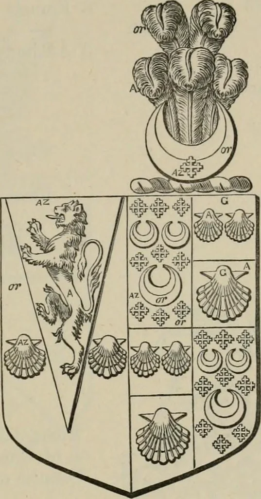 An illustration from The visitation of London : anno Domini 1633, 1634, and 1635. Made by Sr. Henry St. George, kt., Richmond herald, and deputy and marshal to Sr. Richard St. George, kt., Clarencieux king of armes, 1880, leaf 458