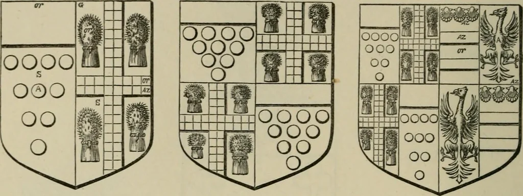 An illustration from The visitation of London : anno Domini 1633, 1634, and 1635. Made by Sr. Henry St. George, kt., Richmond herald, and deputy and marshal to Sr. Richard St. George, kt., Clarencieux king of armes, 1880, leaf 461