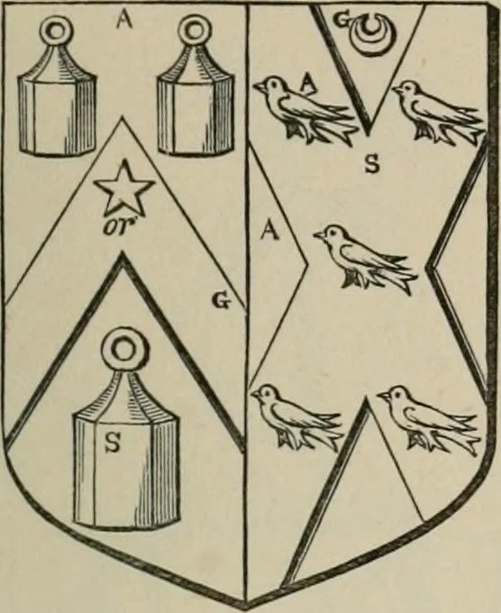 An illustration from The visitation of London : anno Domini 1633, 1634, and 1635. Made by Sr. Henry St. George, kt., Richmond herald, and deputy and marshal to Sr. Richard St. George, kt., Clarencieux king of armes, 1880, leaf 464